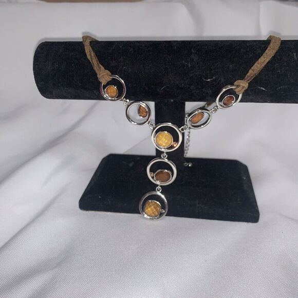 Lia Sophia Round Crystal Y-Drop Pendant Necklace 16" - Picture 7 of 9